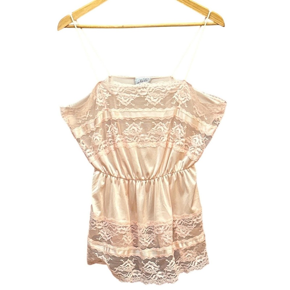Vintage La Notte Camisole Top Pink Lace Coquette Balletcore Romantic